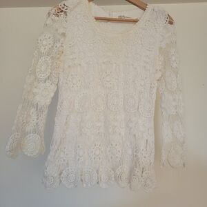 Chic White Lace Crochet Blouse